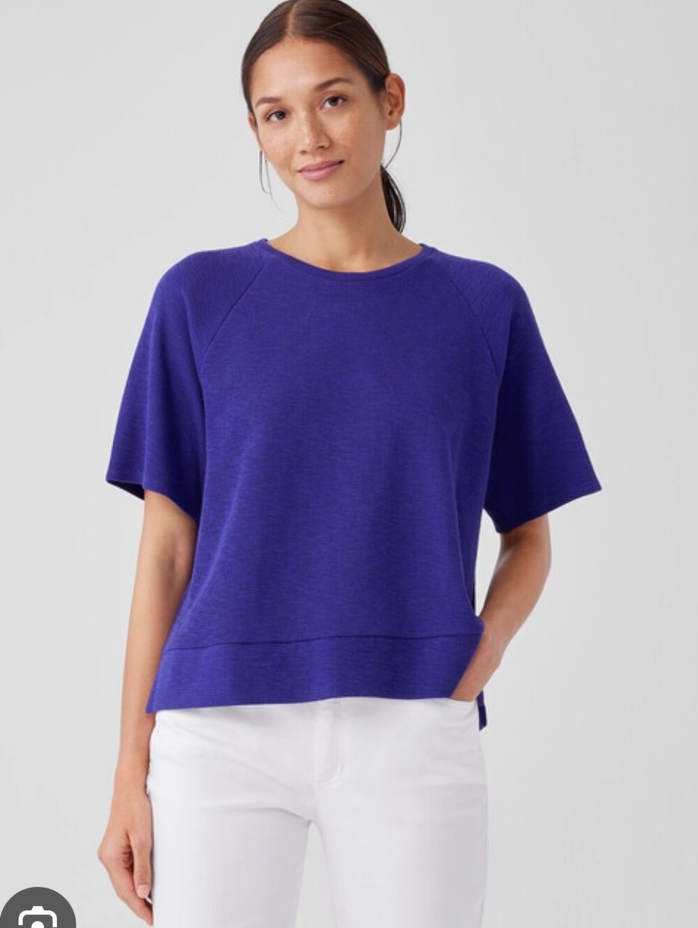 Eileen Fisher organic cotton ribbed knit oversized top Sz S